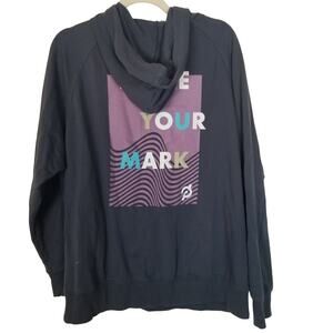 Peloton Womens Hoodie Sweatshirt Size XL Gray Make Your Mark Spell Out 1/4 Zip